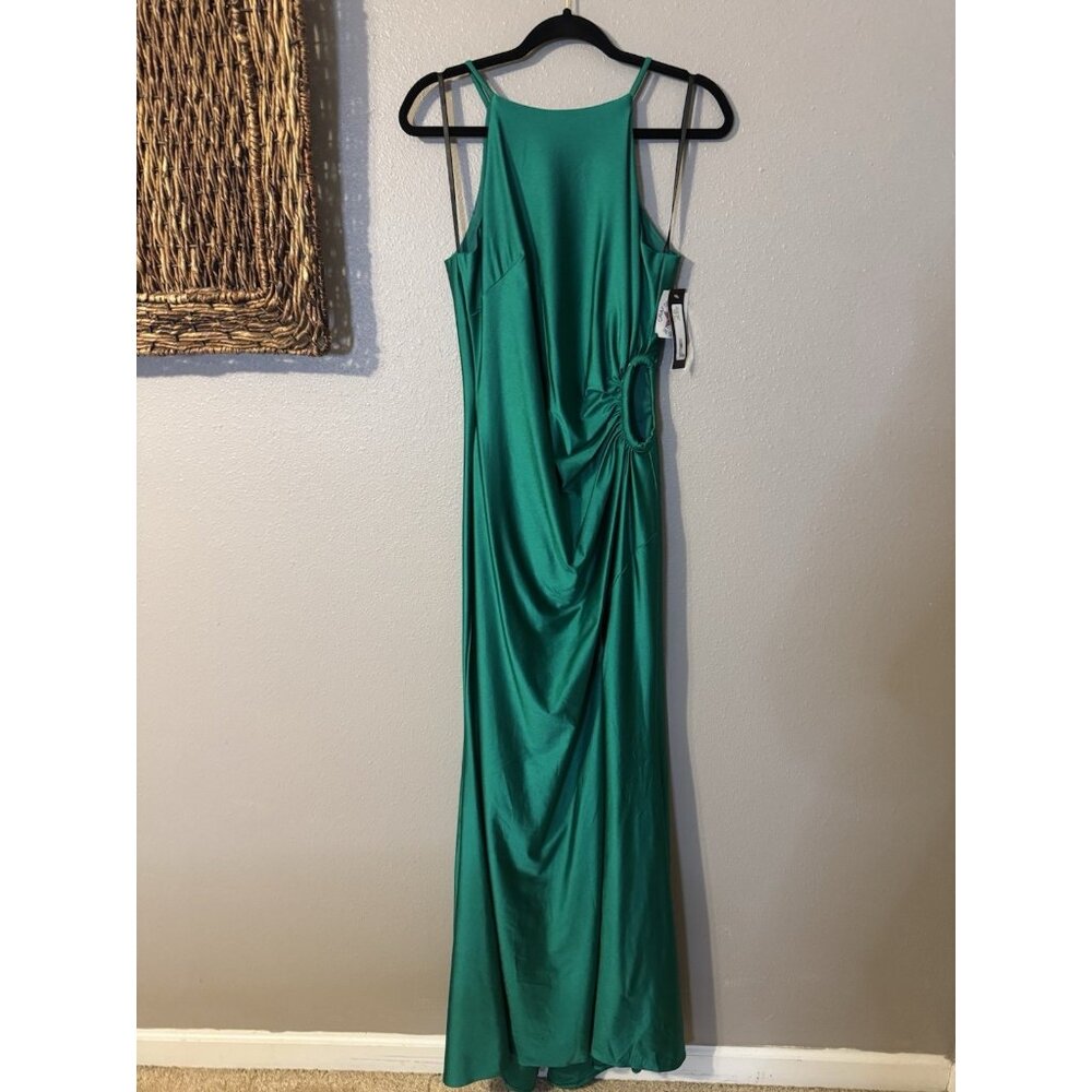 Xscape 10 Emerald Green Formal Gown Side O Waist Gala Prom Wedding Guest NEW - Picture 15 of 16